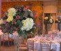 Tall Glass Table arrangements in the Amber Suite