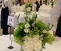 White & Green Glass Bowl arrangements in the Amber Suite