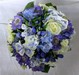 A late Summer tied posy of blue flowers.