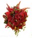 Tied red rose & celosia posy