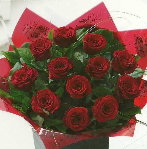 Red Roses Hand Tied in Water Bag