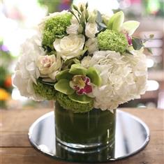 White and Green Cylinder Vase