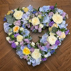 Blue and Pastel Open Heart Funeral Tribute