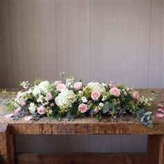 Blush Pink &amp; White Botanical Casket Spray